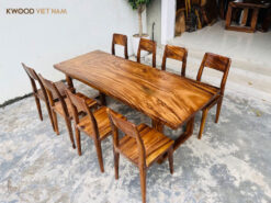 Bàn ăn gỗ me tây 8 ghế nguyên khối hiện đại