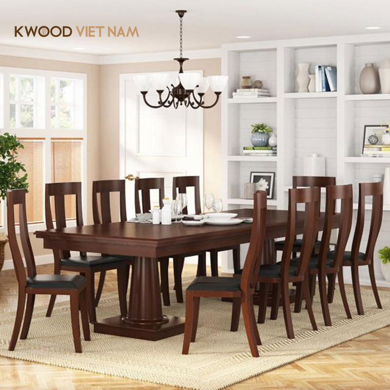 Mẫu bàn ăn đẹp 10 ghế gỗ tự nhiên