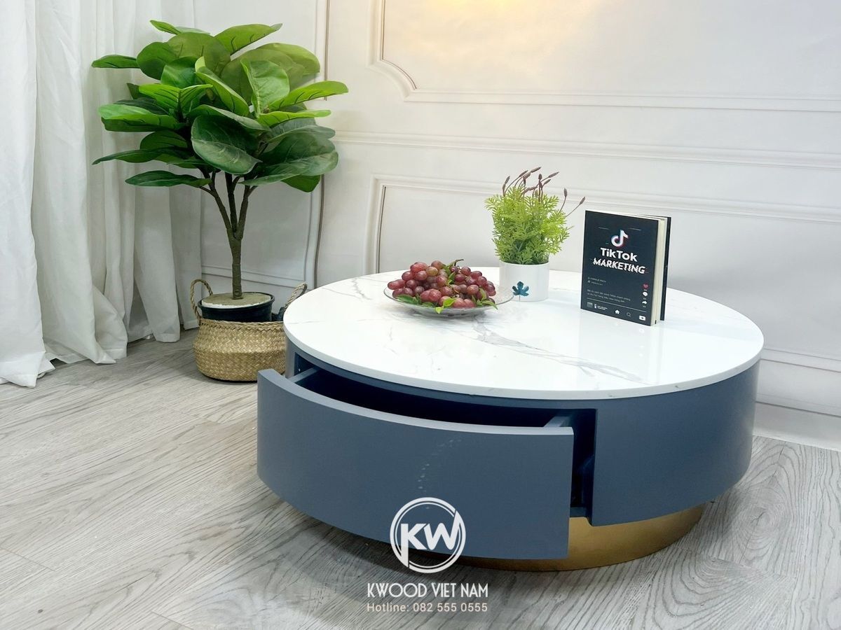 Mẫu bàn trà hình tròn đẹp luôn là sự lựa chọn của các gia chủ