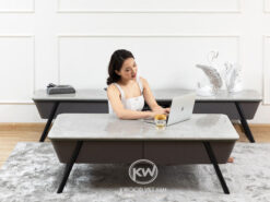 Bàn trà mặt đá Marble màu ghi xám Latinh - BT215