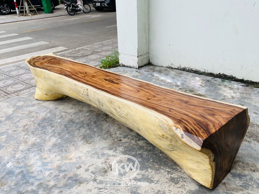 Ghế băng dài gỗ me tây nguyên khối - BMT102