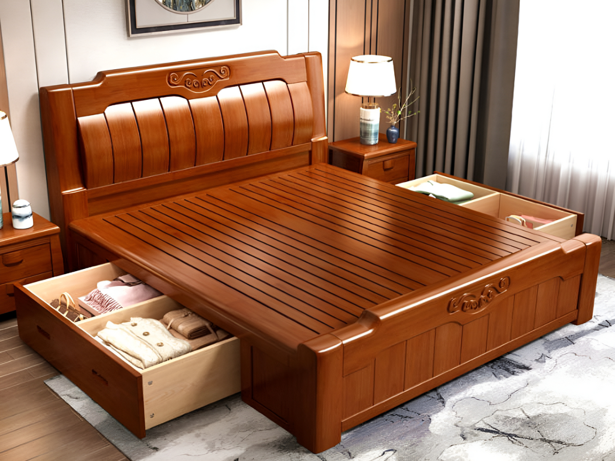 Gỗ gõ đỏ nguyên khối tạo cảm giác ấm cúng cho phòng ngủ (Nguồn: Sưu tầm)