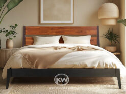 Giường ngủ gỗ nguyên khối chịu lực tốt - GN1014