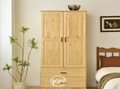 Tủ quần áo gỗ thông có cửa nâng và 2 ngăn kéo - TQA20