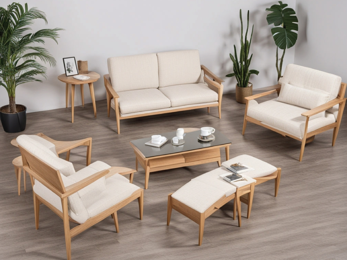 Bộ bàn ghế gỗ công nghiệp phòng khách giá 5 triệu (Nguồn: Sưu tầm)