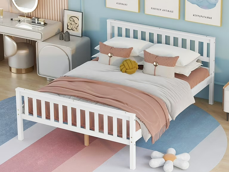 Giường gỗ thông tự nhiên sơn trắng cho trẻ em, ngộ nghĩnh (Nguồn: Sưu tầm)