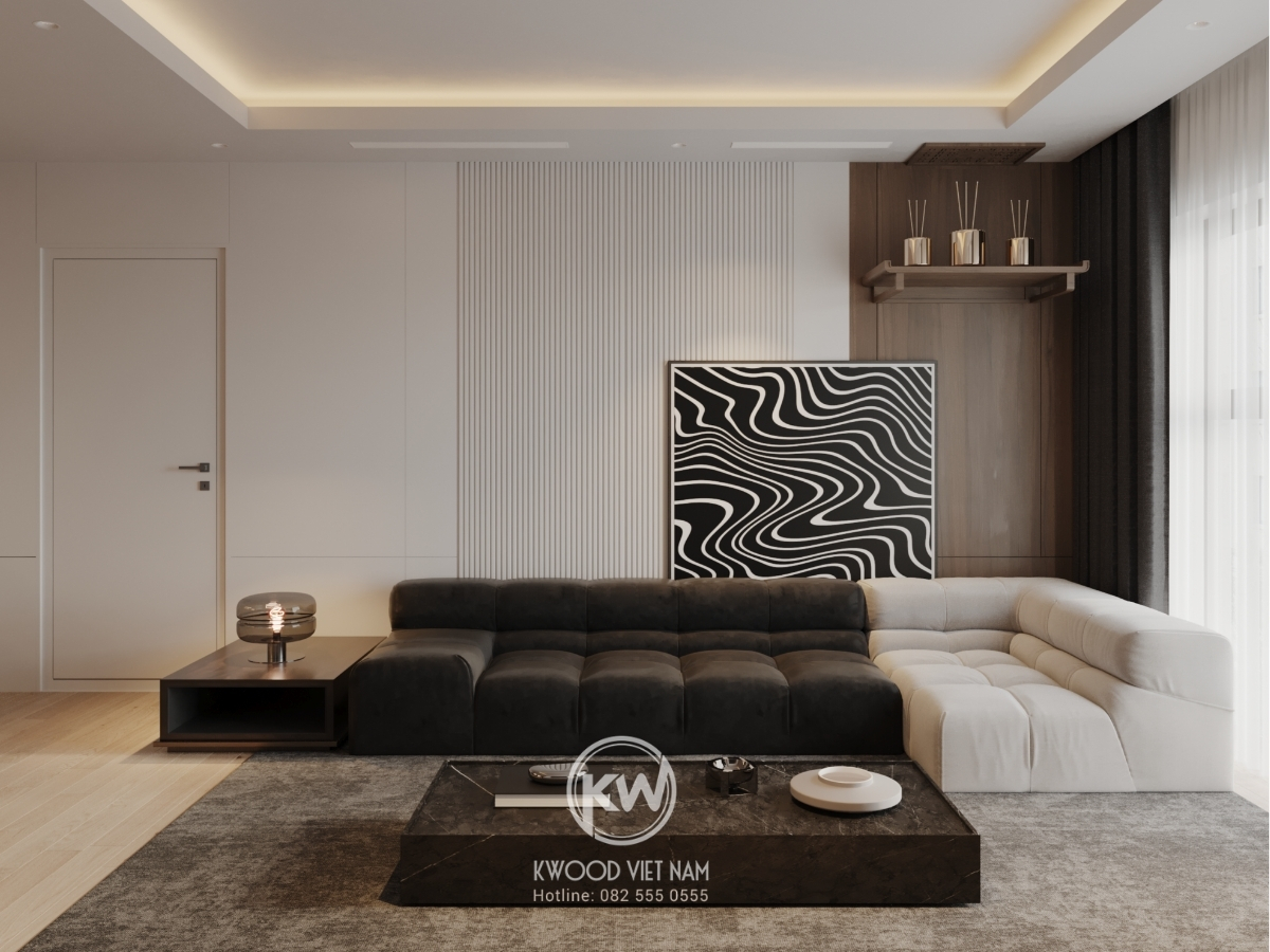 Thiết kế, thi công nội thất phòng khách Kwood việt Nam