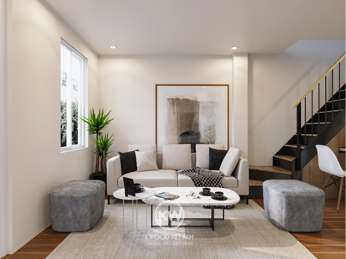 Thiết kế nội thất phòng khách phong cách hiện đại Kwood Việt Nam