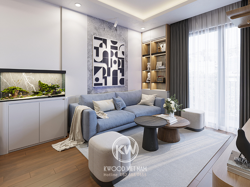 Dự án thiết kế nội thất quận 1 phòng khách do Kwood Việt Nam thực hiện- View 9