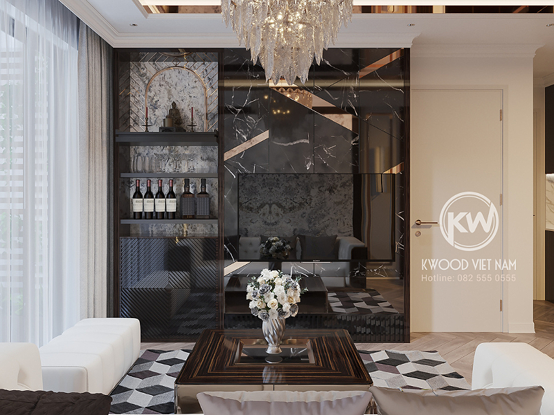 Dự án thiết kế nội thất quận 1 phòng khách do Kwood Việt Nam thực hiện- View 10