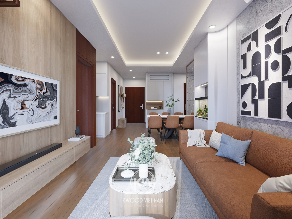 Thiết kế nội thất phòng khách hiện đại Kwood Việt Nam