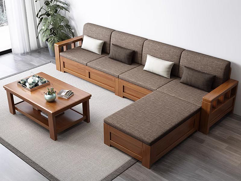 Sofa gỗ chữ L cho phòng khách nhỏ hiện đại – Giá 6.700.000₫ (Nguồn: Sưu tầm)
