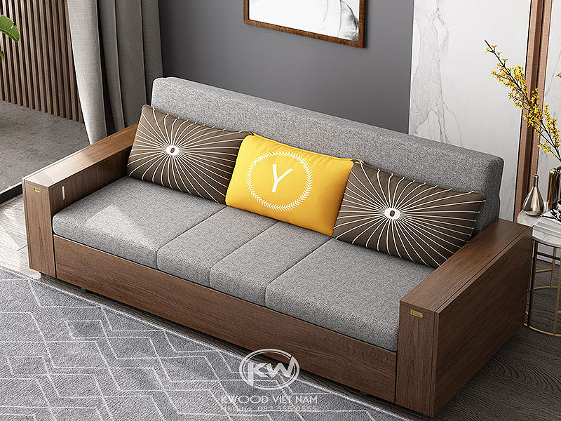 Sofa giường gỗ tự nhiên cho phòng khách nhỏ – Giá: Liên hệ