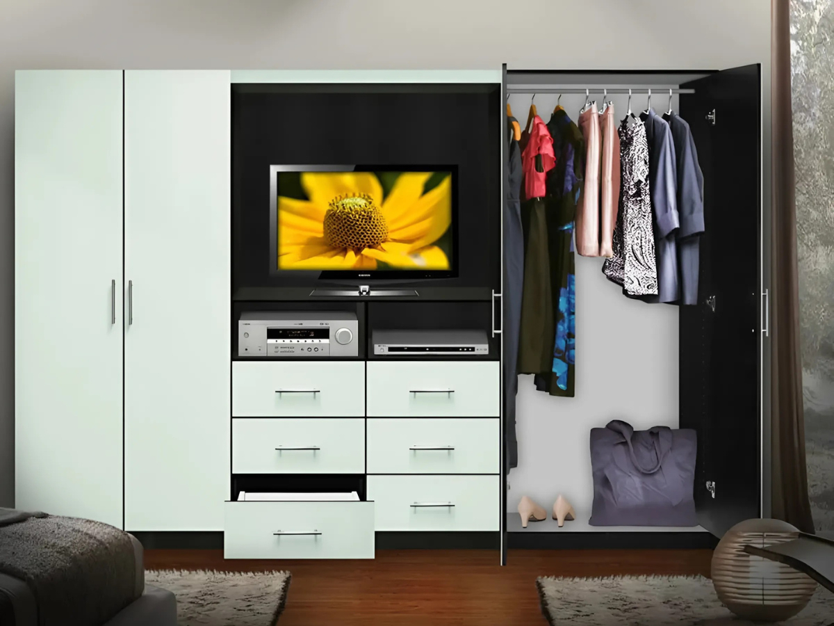 Những điều cần lưu ý khi chọn mua tủ quần áo kết hợp kệ tivi trong phòng ngủ (Nguồn: Sưu tầm)