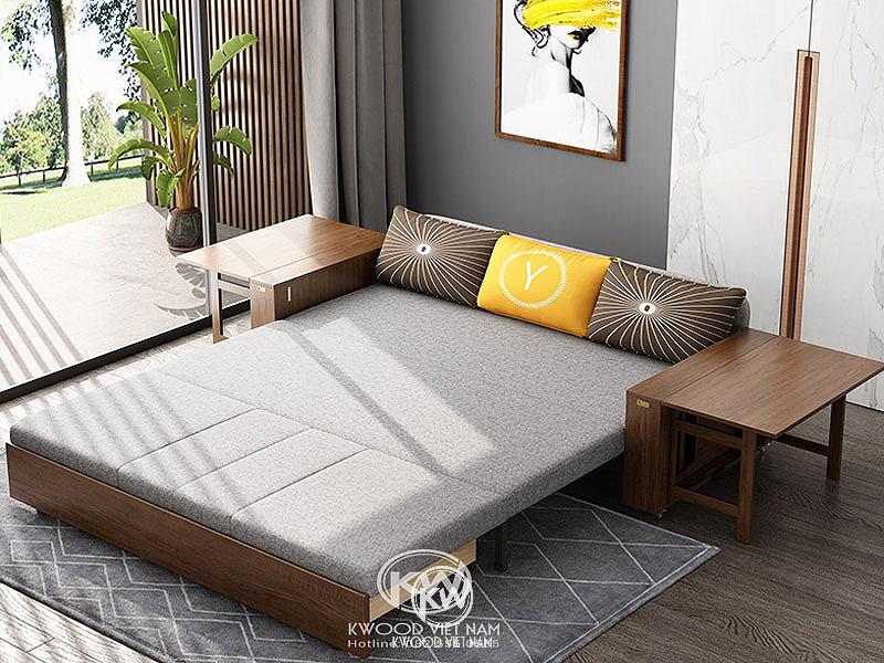 Sofa giường gỗ thông minh nhập khẩu bọc da Hàn Quốc cao cấp – mã SF128