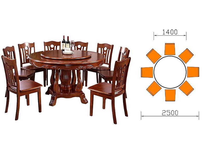 Tham khảo kích thước bàn ăn 8 người hình tròn tiêu chuẩn (Nguồn: Sưu tầm)