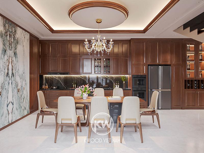 Kích thước bàn ăn 8 chỗ cần được đo cẩn thận để phù hợp với không gian