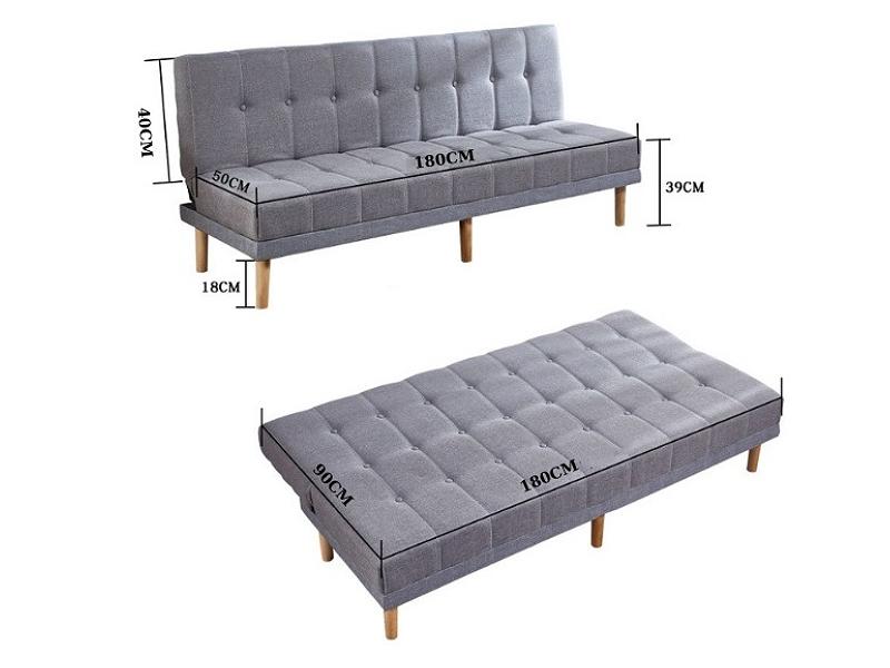 Kích thước tham khảo Sofa văng Bed đôi thay thế tiện lợi cho giường ngủ (Nguồn: Sưu tầm)