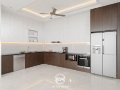 Sản phẩm tủ bếp chữ L gỗ công nghiệp MDF đẹp hiện đại - TB001 tại Kwood Việt Nam