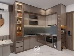 Tủ bếp chữ L gỗ công nghiệp MDF phủ Acrylic cao cấp - TB002