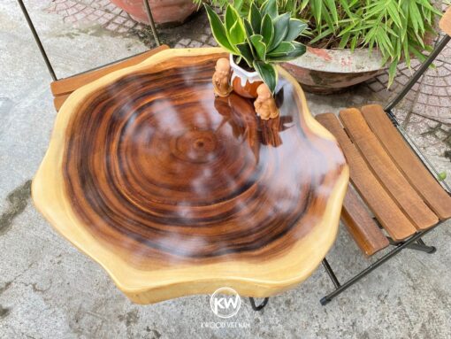 Bàn trà gỗ me tây chân sắt hiện đại - BMT169