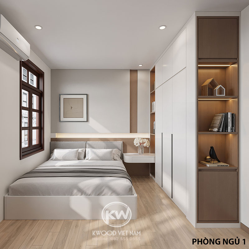 Tủ quần áo kết hợp kệ để đồ tối ưu công năng