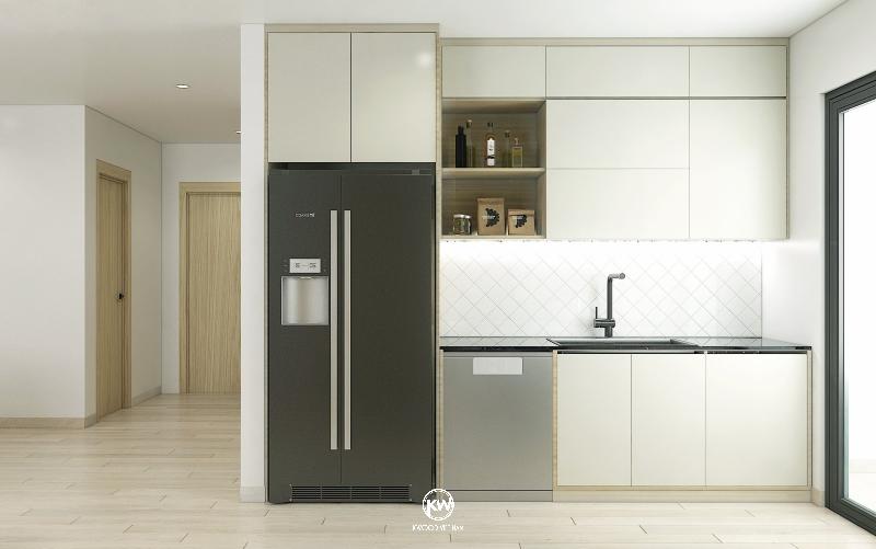 Mẫu tủ bếp hình chữ i đơn giản tại Kwood Việt Nam