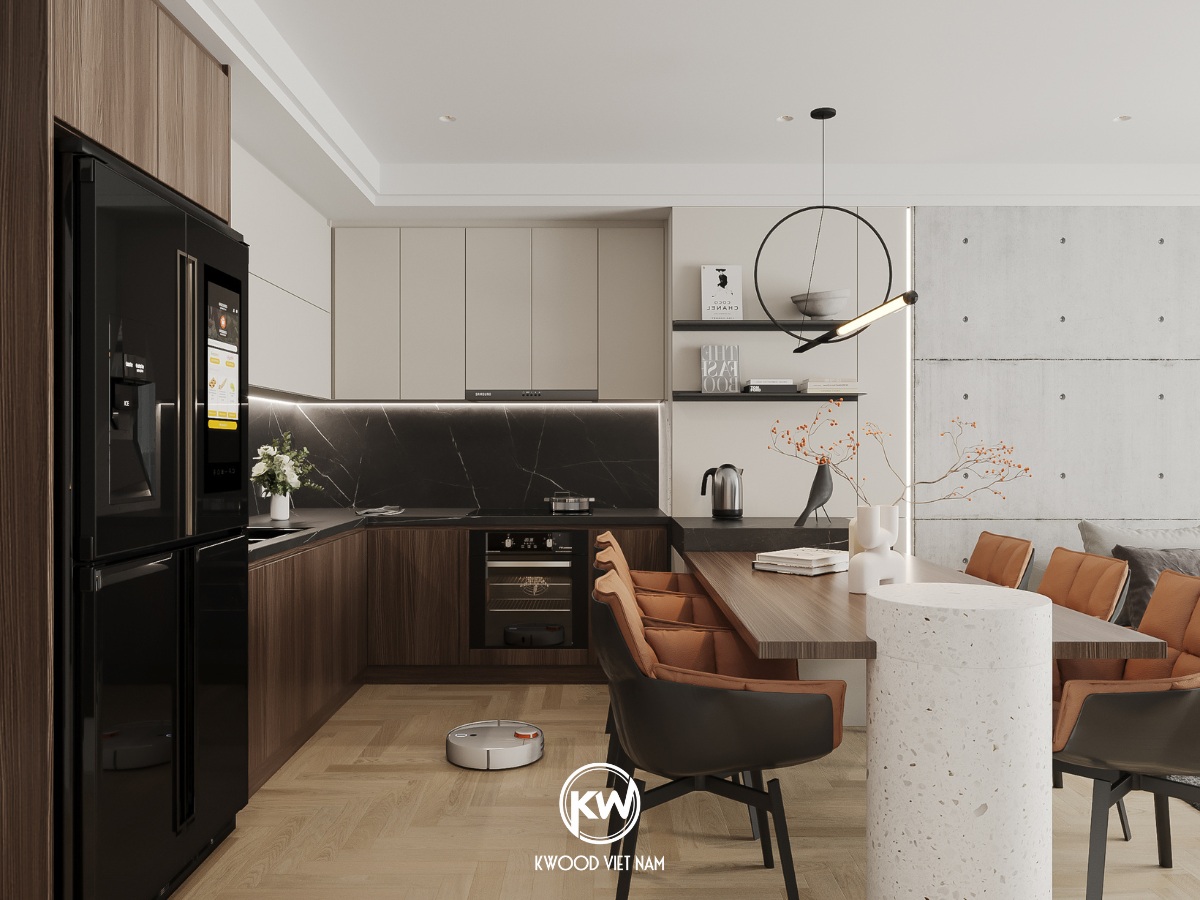 Mẫu nội thất bếp hiện đại cho căn hộ chung cư của Kwood Việt Nam