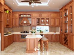 Tủ bếp gỗ gõ đỏ Nam Phi tự nhiên cao cấp - TB026