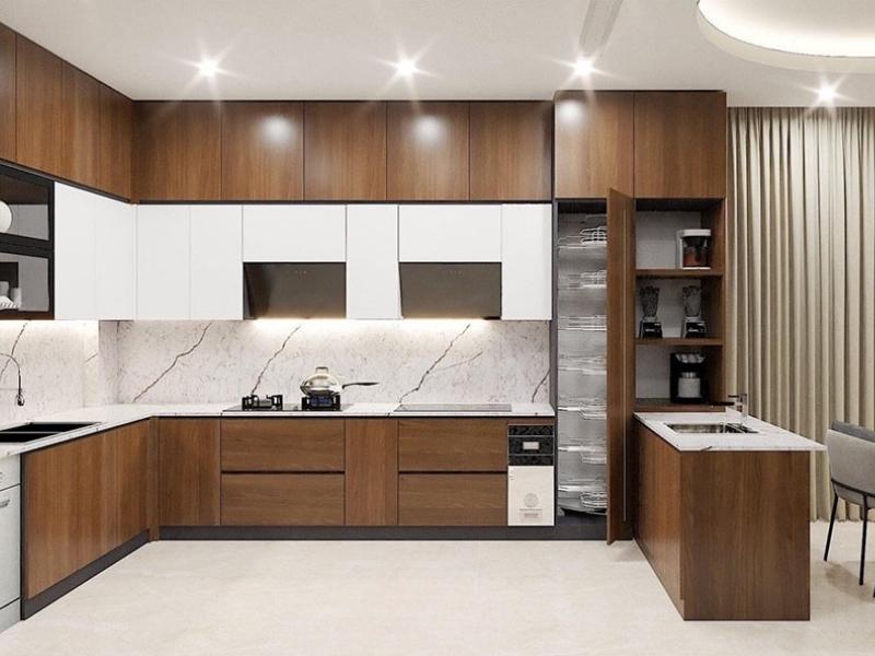 Tủ bếp nhựa picomat ván gỗ MDF chống ẩm (Nguồn: Sưu tầm)