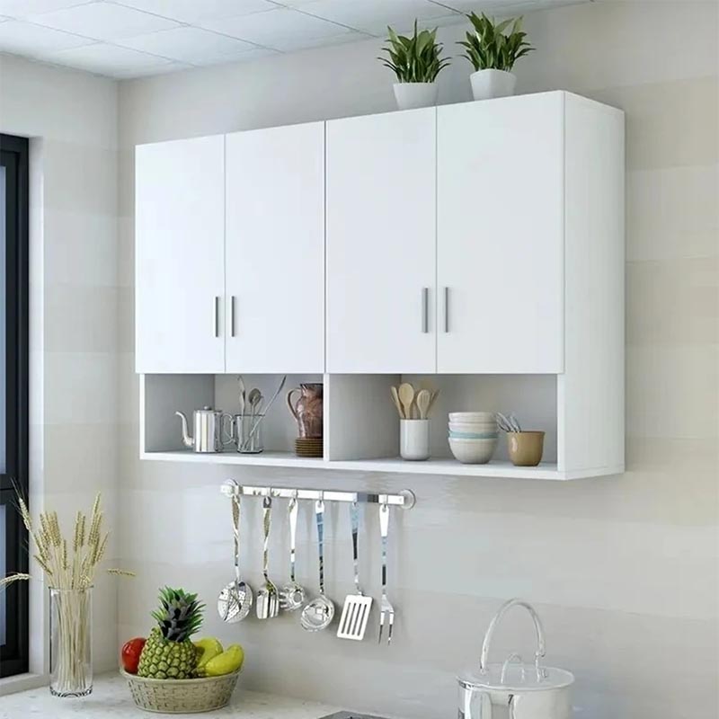 Tủ bếp treo tường bằng gỗ màu trắng tinh tế (Nguồn: Sưu tầm)