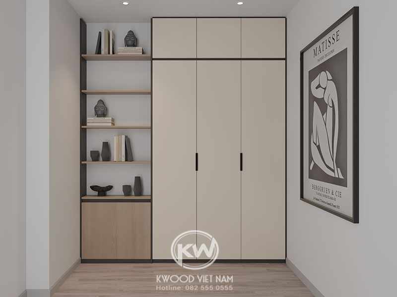 Tủ MDF đựng quần áo âm tường hiện đại