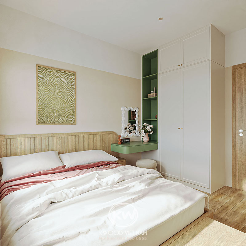 Tủ gỗ MDF 2 cánh thiết kế kịch trần tối ưu không gian lưu trữ