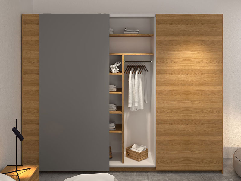 Tủ gỗ MDF cửa trượt phủ Laminate màu sắc vân gỗ (Nguồn: Sưu tầm)