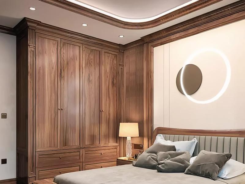 Mẫu tủ quần áo gỗ óc chó tự nhiên 100%, với vân gỗ đẹp mắt và ấn tượng (Nguồn: Sưu tầm)