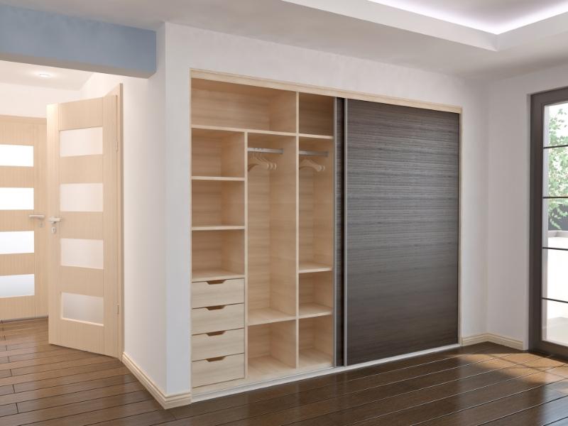 Mẫu tủ quần áo kịch trần đẹp cửa lùa bằng gỗ công nghiệp (Nguồn: Sưu tầm)