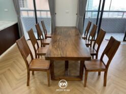 Bàn gỗ me tây 8 ghế dài 1m8 - BMT204