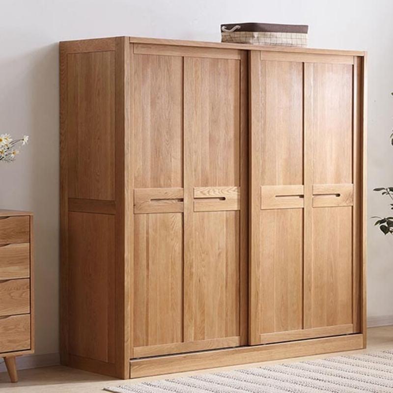 Tủ quần áo gỗ sồi cửa lùa thiết kế cửa trượt giúp tiết kiệm không gian mở cửa (Nguồn: Sưu tầm)