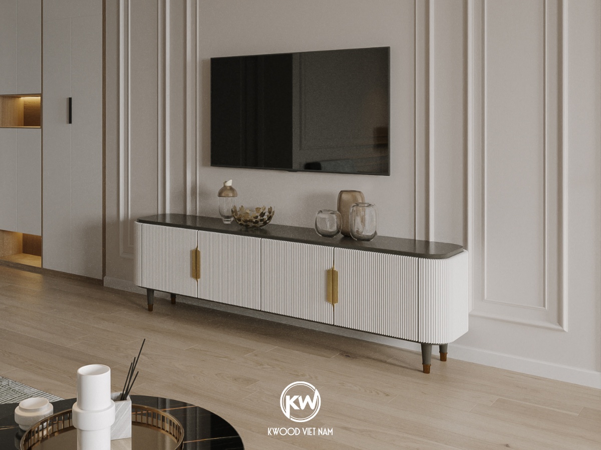 Kệ tivi gỗ công nghiệp phong cách tân cổ điển - KTV81