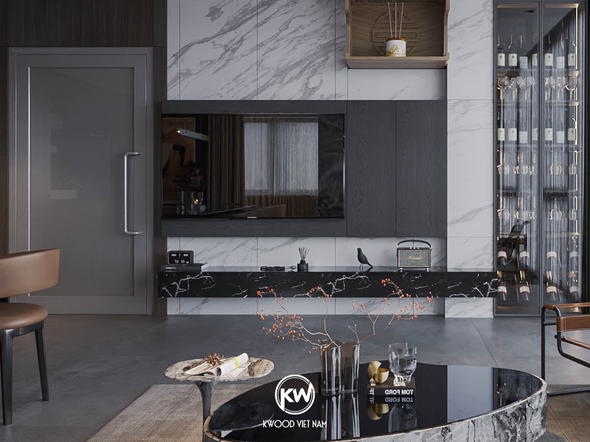 Kệ tivi gỗ công nghiệp phủ Melamine vân đá độc đáo - KTV76