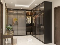 Tủ quần áo nhôm cánh kính cửa lùa cao cấp - TQA63