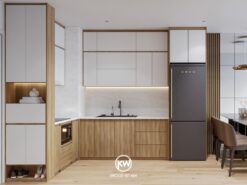 Tủ bếp gỗ công nghiệp MDF lõi xanh phủ Melamine - TB039